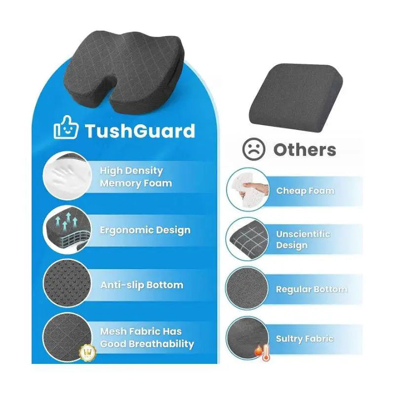 Ergonomic Memory Foam Coccyx Cushion For Pain Relief Desk