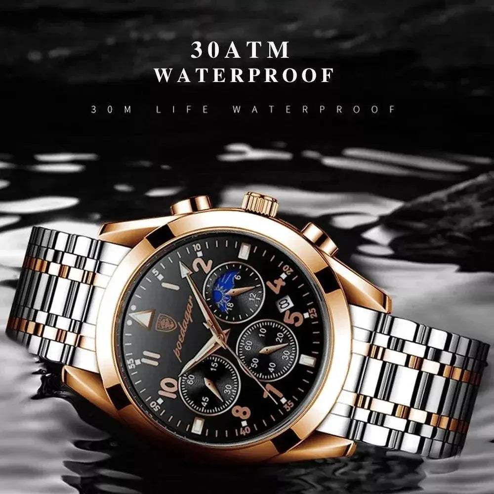 Steel Chronograph Watch Timepiece With Luminous Hands