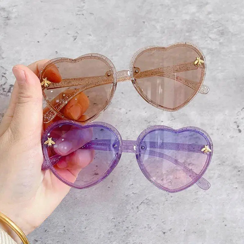 Kids Sunglasses UV Protection Cute Cartoon Bee Heart Shaped