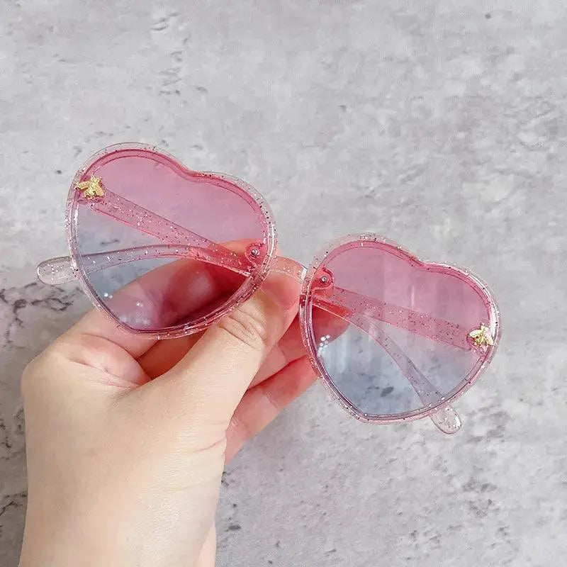Kids Sunglasses UV Protection Cute Cartoon Bee Heart Shaped