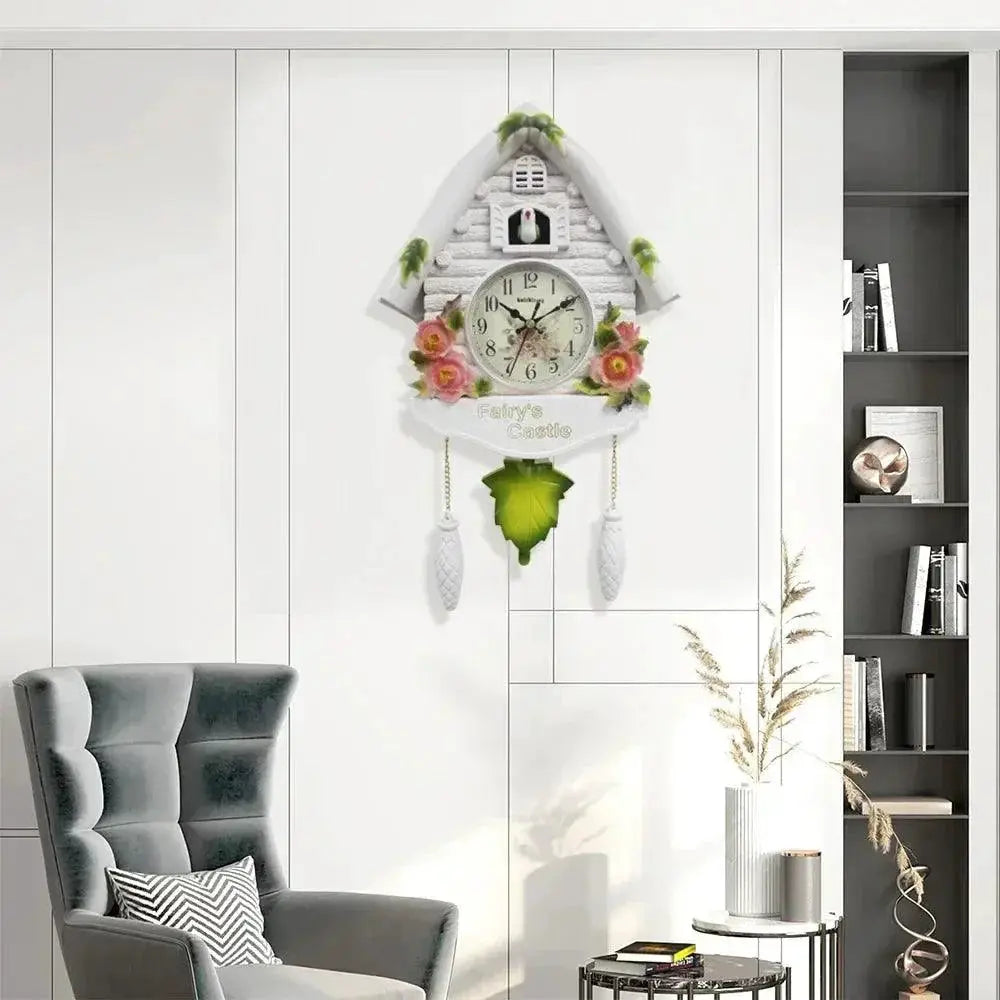 Cuckoo Clock Bird House Wall Decor Pendulum Alarm Clock