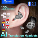 Bluetooth 5.3 AI Translation Earphones 135 Languages Noise Cancel HiFi Earbuds