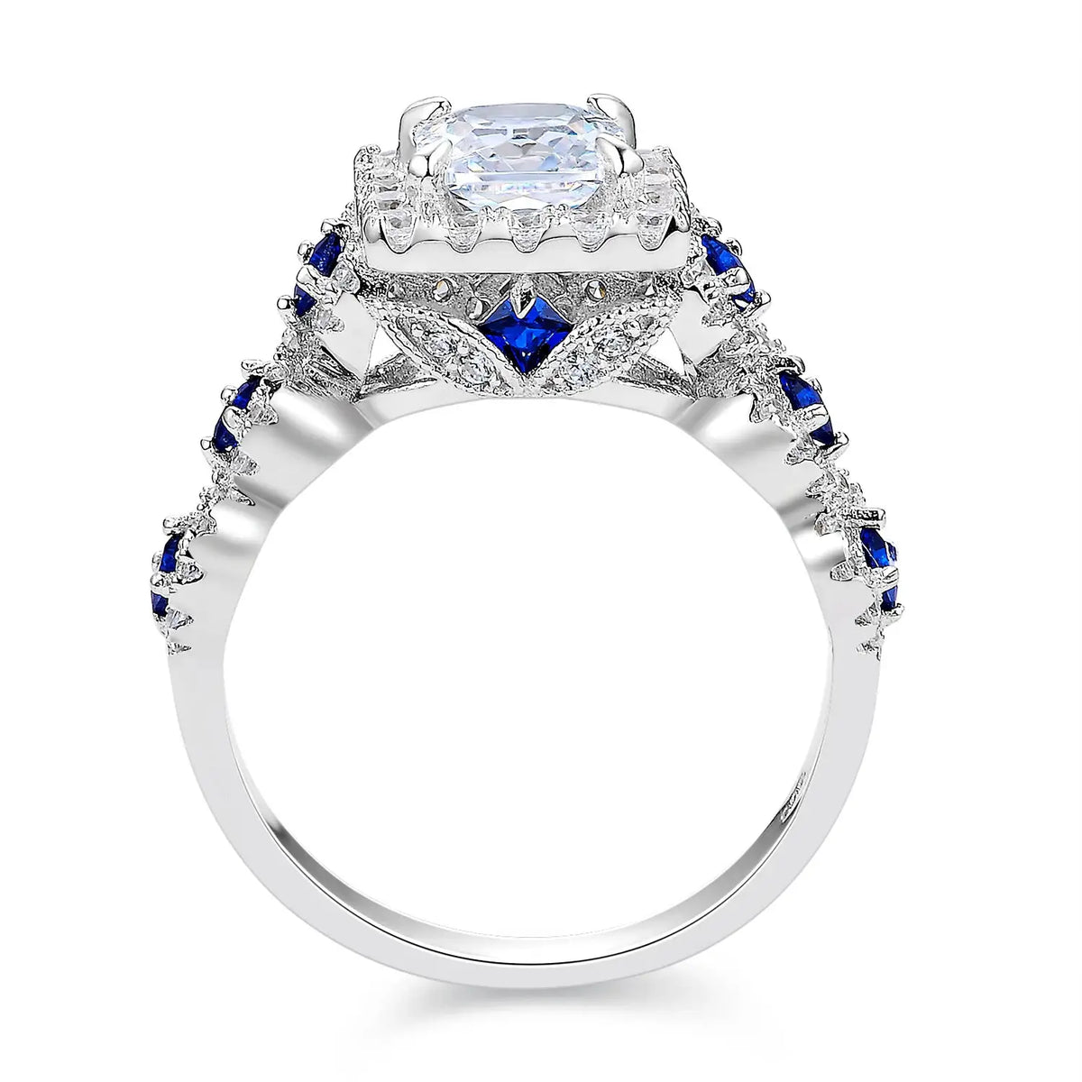 Princess Moissanite Ring in Sterling Silver Newshe — product view 2