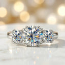 Moissanite Ring in Sterling Silver Three