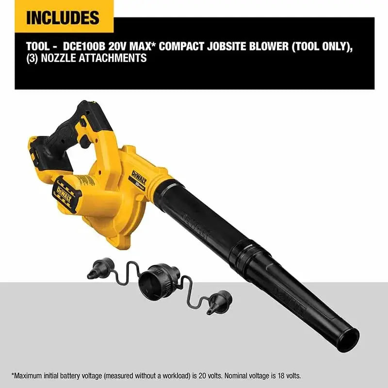 DCE100 20V Battery Air Blower for Leaf Cleanup Tool