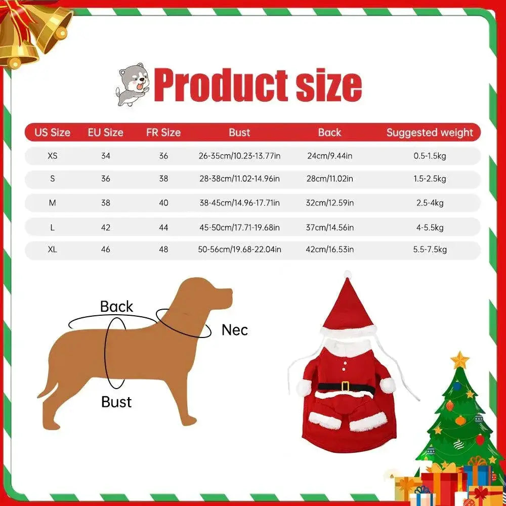 Festive Fleece Santa Dog Costume For Pets Warm Xmas Outfit