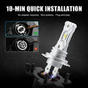 2x Fanless H7 LED Bulb Mini Wireless 18000LM 6000K White