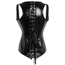 Black PVC Underbust Corset Wetlook Bustier Steampunk