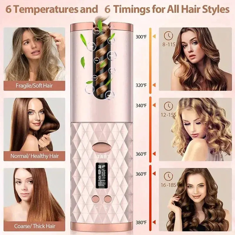 Portable Wireless Hair Curler for Waves and Curls LED - OurLum.com