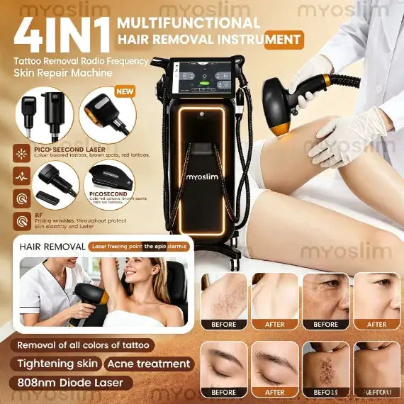 4 IN 1 6 Wavelength Diode Laser Hair Removal Machine Picosecond Laser Tattoo Removal RF IPL Multifunctional Beauty Equipment
