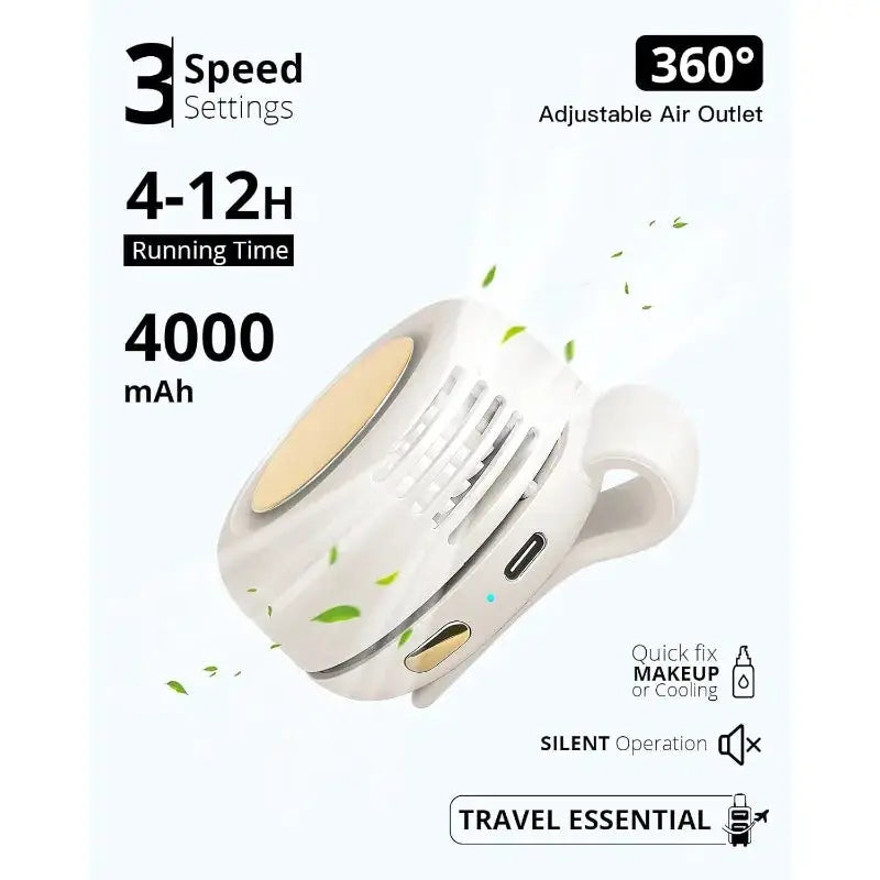 Portable Silent Mini Bladeless Electric Fan,Small fan Clip on Shirt Waist Mini Bladeless Fan Adjustable 3-Speed For Outdoor NEW