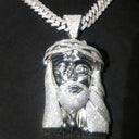 Hip Hop Pendant Necklace, Iced Out Jesus Head Design, Party