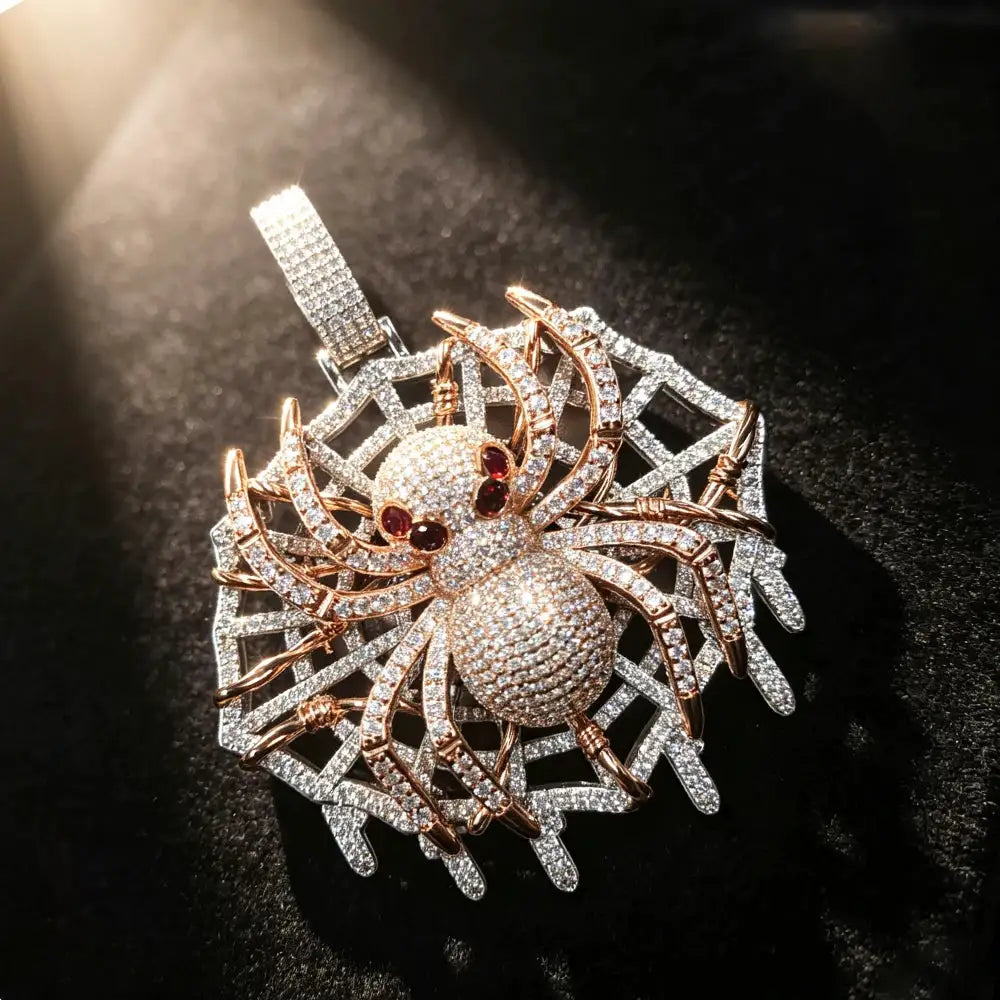 Iced Spider Web Pendant Gold — product image 5