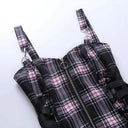 Body-Hugging Gothic Plaid Dress for Club