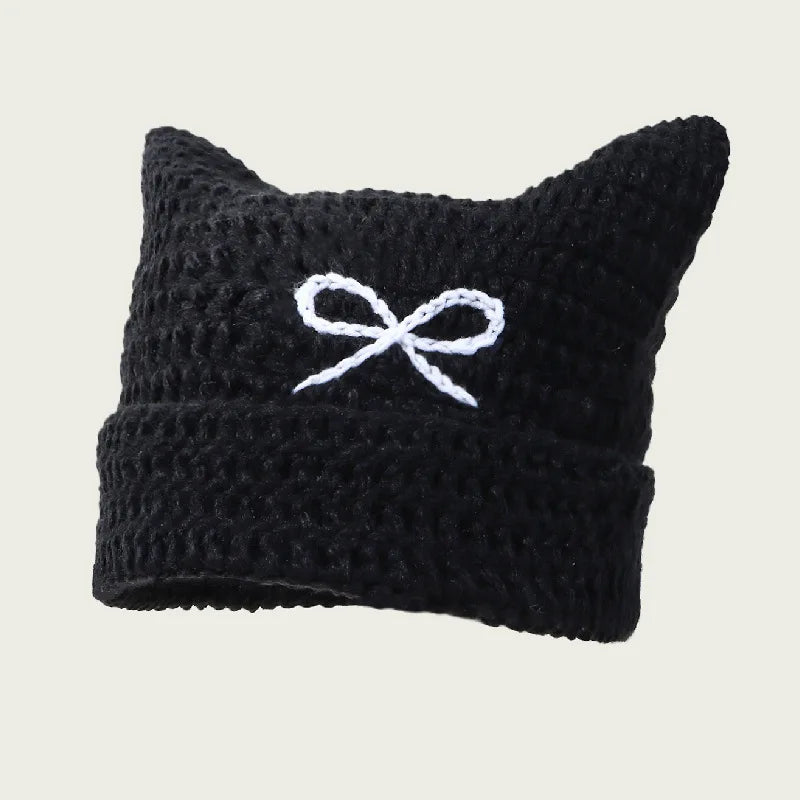 Striped Cat Ear Knitted Cap