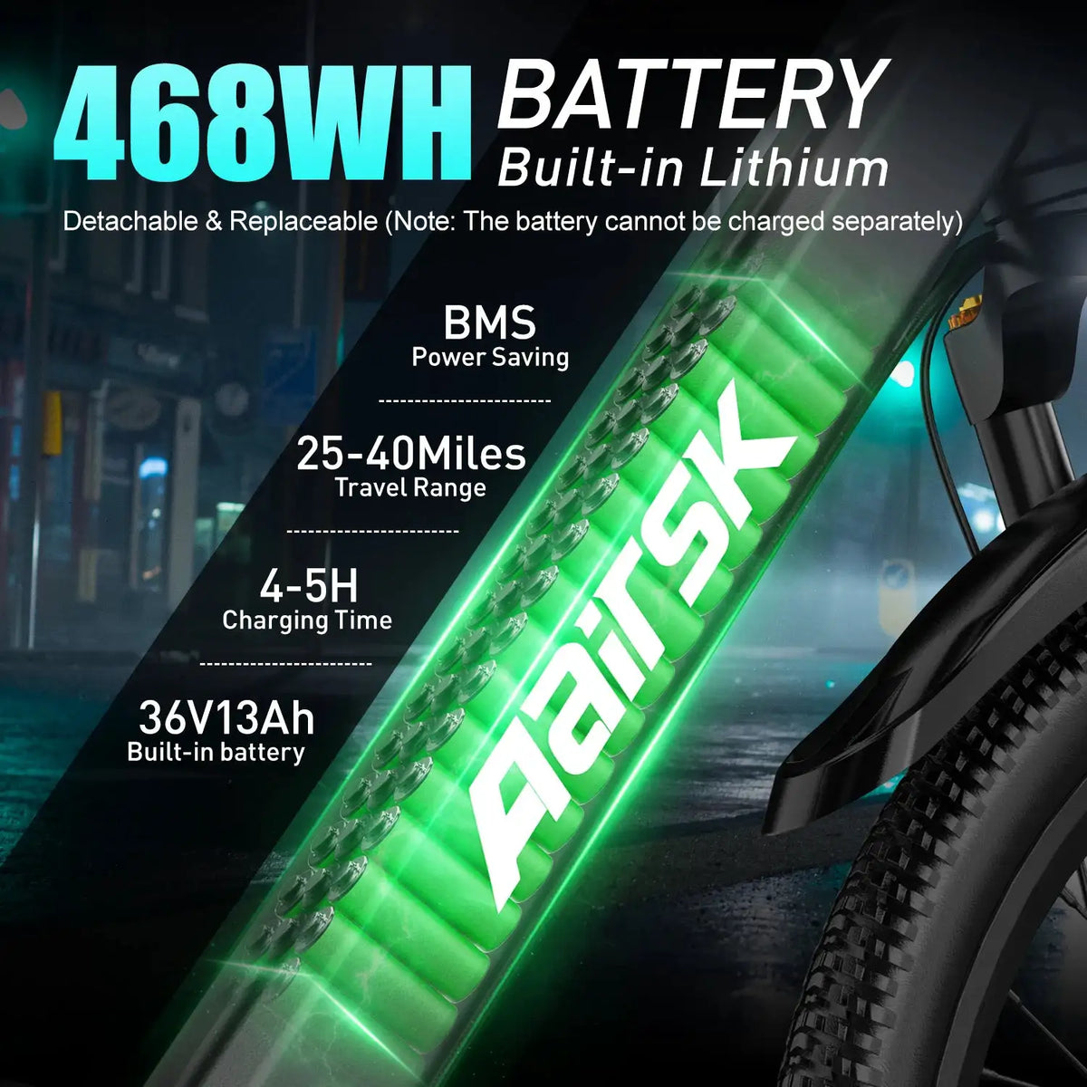 GT300 26 Inch Adults Electric Mountain Bike Ebike, 748W Peak 400W Rated Motor, 22MPH Max Speed, 36V 10Ah Removable Lithium Battery, Shimano 7‑Speed Gears, Lockable Front Shock Absorber Dual Disc Brake for Commuter Off‑Roa