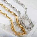 Thick Stainless Steel Cuban Link Jewelry Set Waterproof Gold Plated Hiphop Style