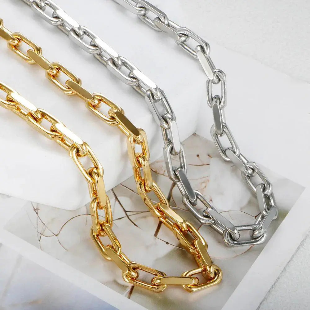 Thick Stainless Steel Cuban Link Jewelry Set Gold Plated
