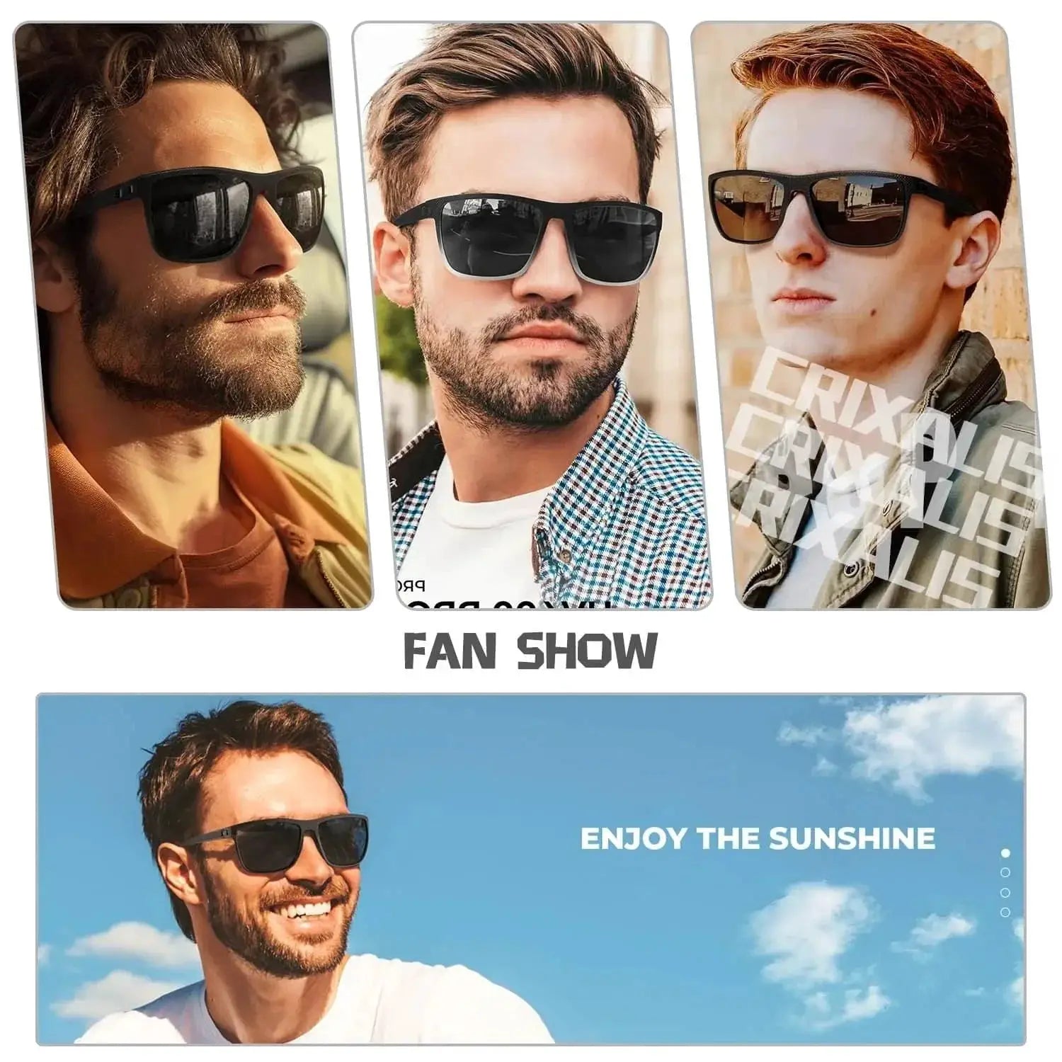 Crixalis 3PCS UV400 Polarized Square Sunglasses For Men