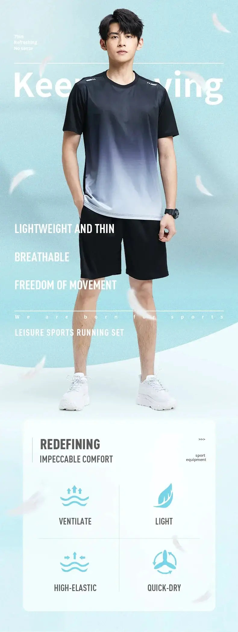 Mens Ice Silk Quick Dry Sportswear Set For Fitness Training