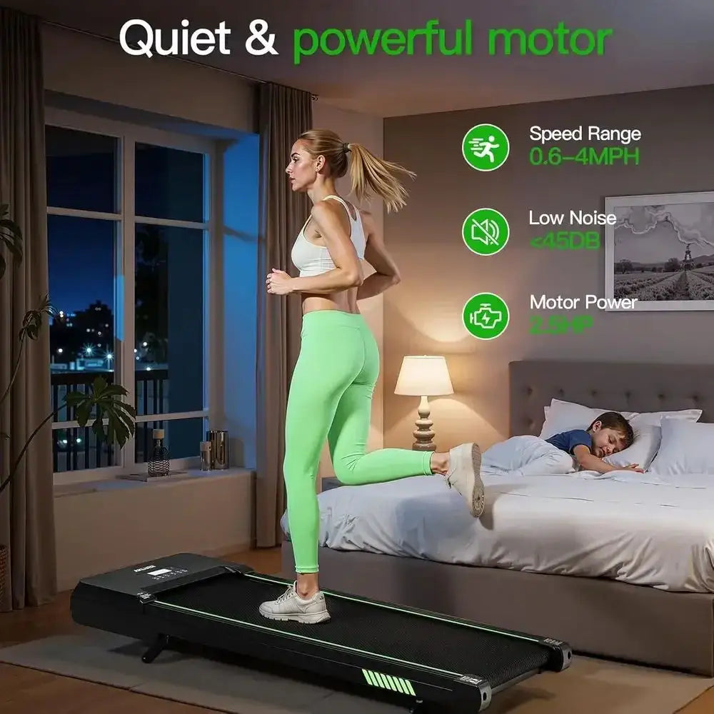 Portable 2.5HP Quiet Treadmill with 12% Auto Incline, Under Desk Walking Pad, Smart App & Bluetooth Speaker for Home and Office