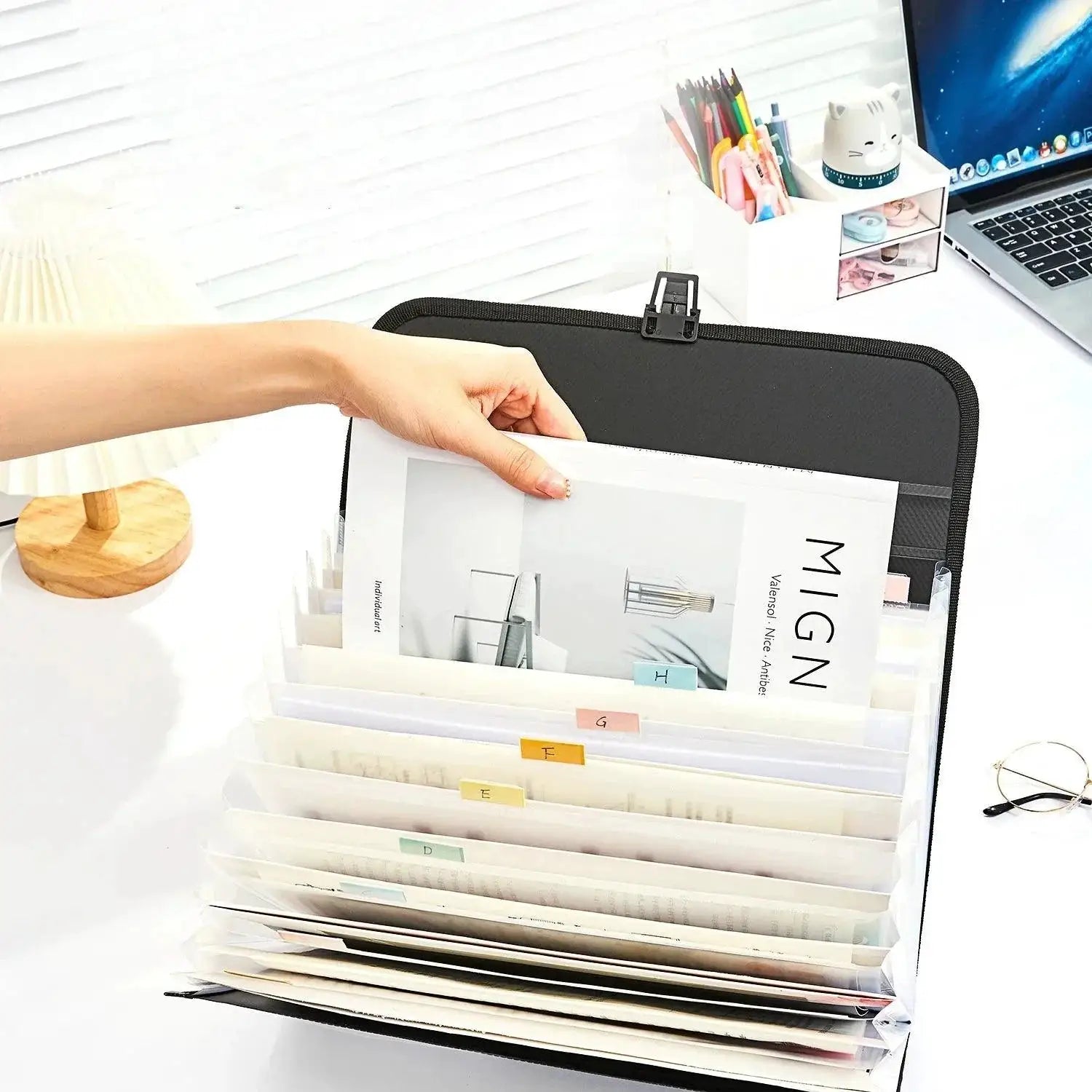 A4 Portable Folder 13 Pocket Accordion File Organizer