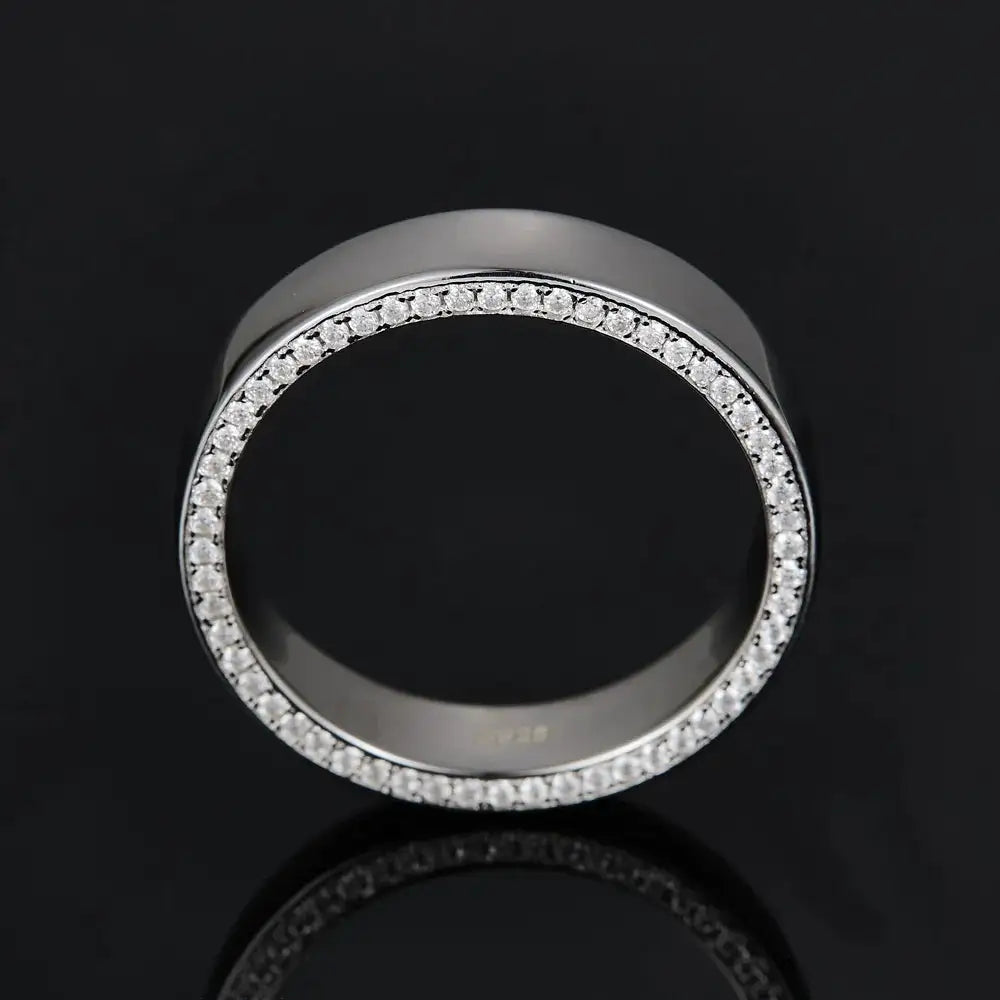 Round Moissanite Ring in Sterling Silver Pave Setting — product view 3