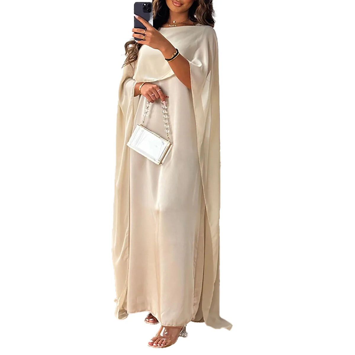 Long Sleeve Chiffon Abaya Dress