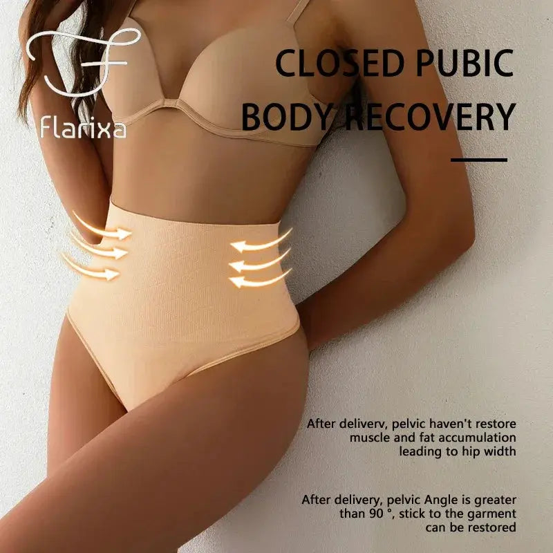 Flarixa Flat Belly Shaping Thong High Waist Panties Women
