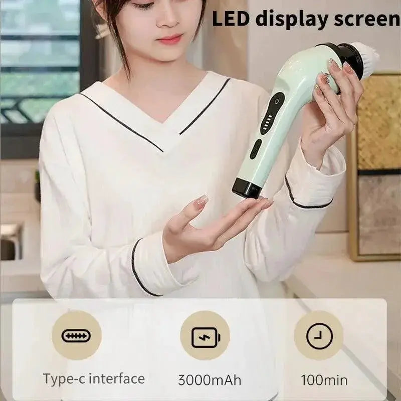 Electric Spin Scrubber With LED Display Cleaning Tool