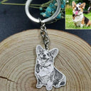 Personalized Engraved Pet Photo Keychain Custom Jewelry Gift