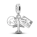 Inlaid Zircon Charm Beads Sterling