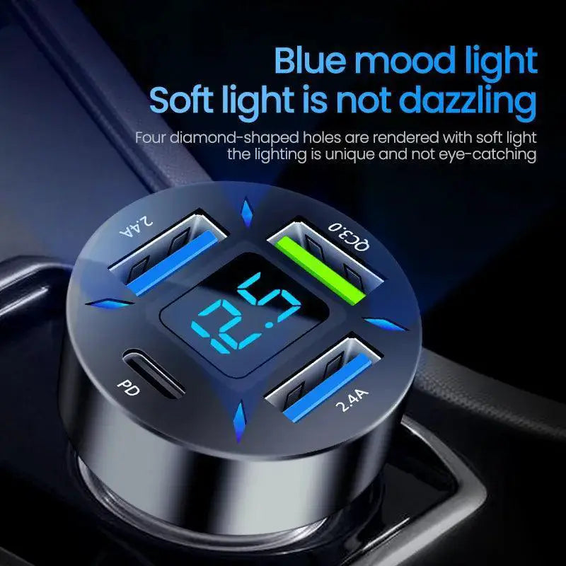 66W USB Car Charger With PD Quick Charge 3.0 Fast Charging