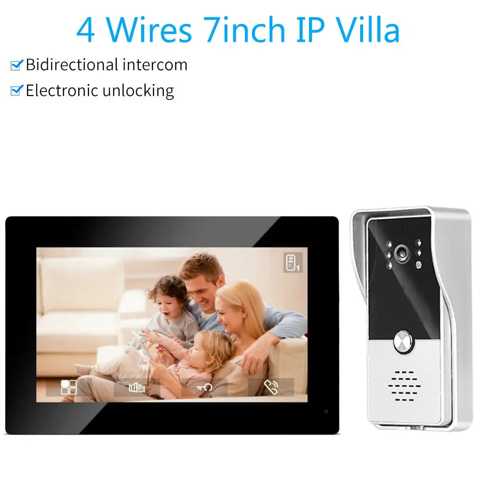 7inch Indoor Monitor Video Intercom System Visual Doorphone Camera Video Doorbell Door Phone Kits for Home IP Villa Apartment