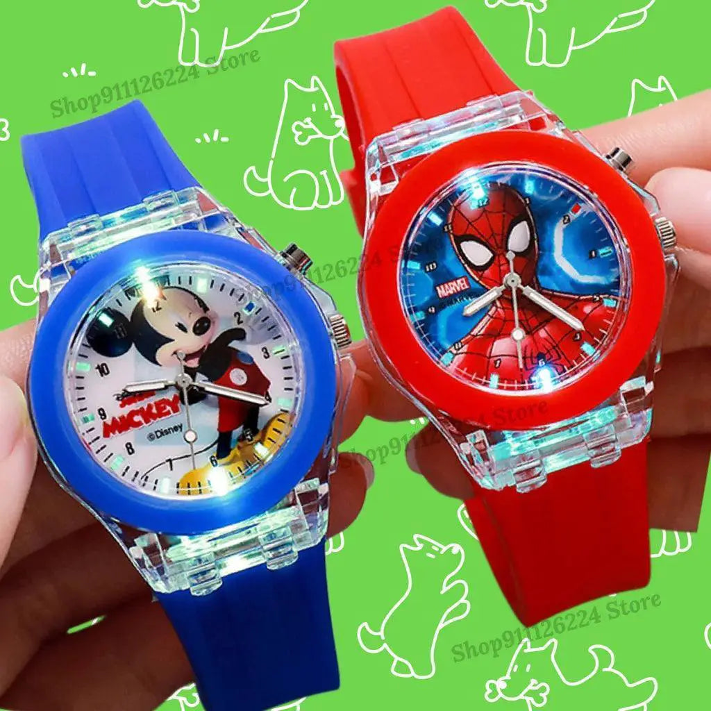 Mickey Mouse Spiderman Light Up Kids Watches Timepieces