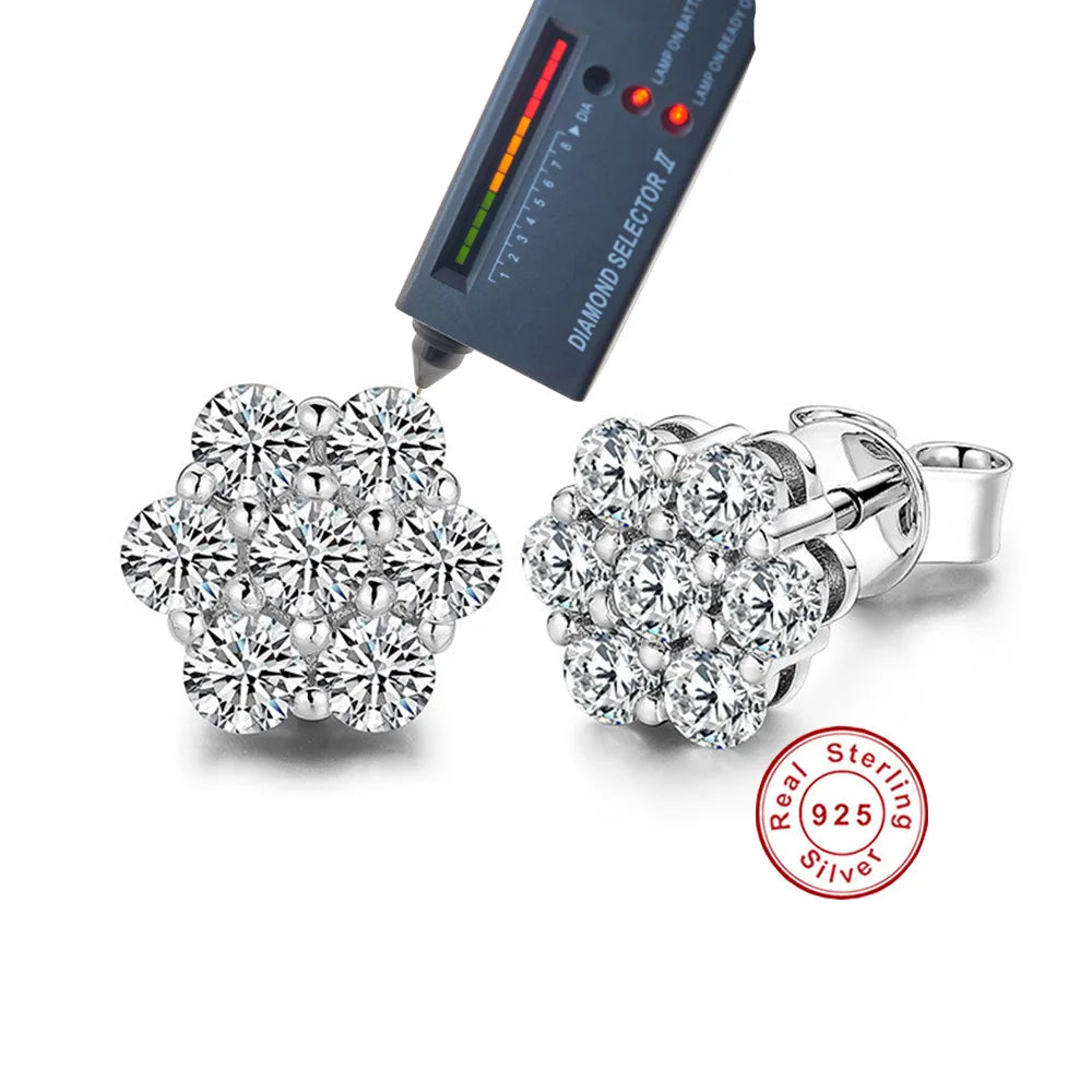 Snowflake Moissanite Stud Earrings in Sterling Silver — product view 1