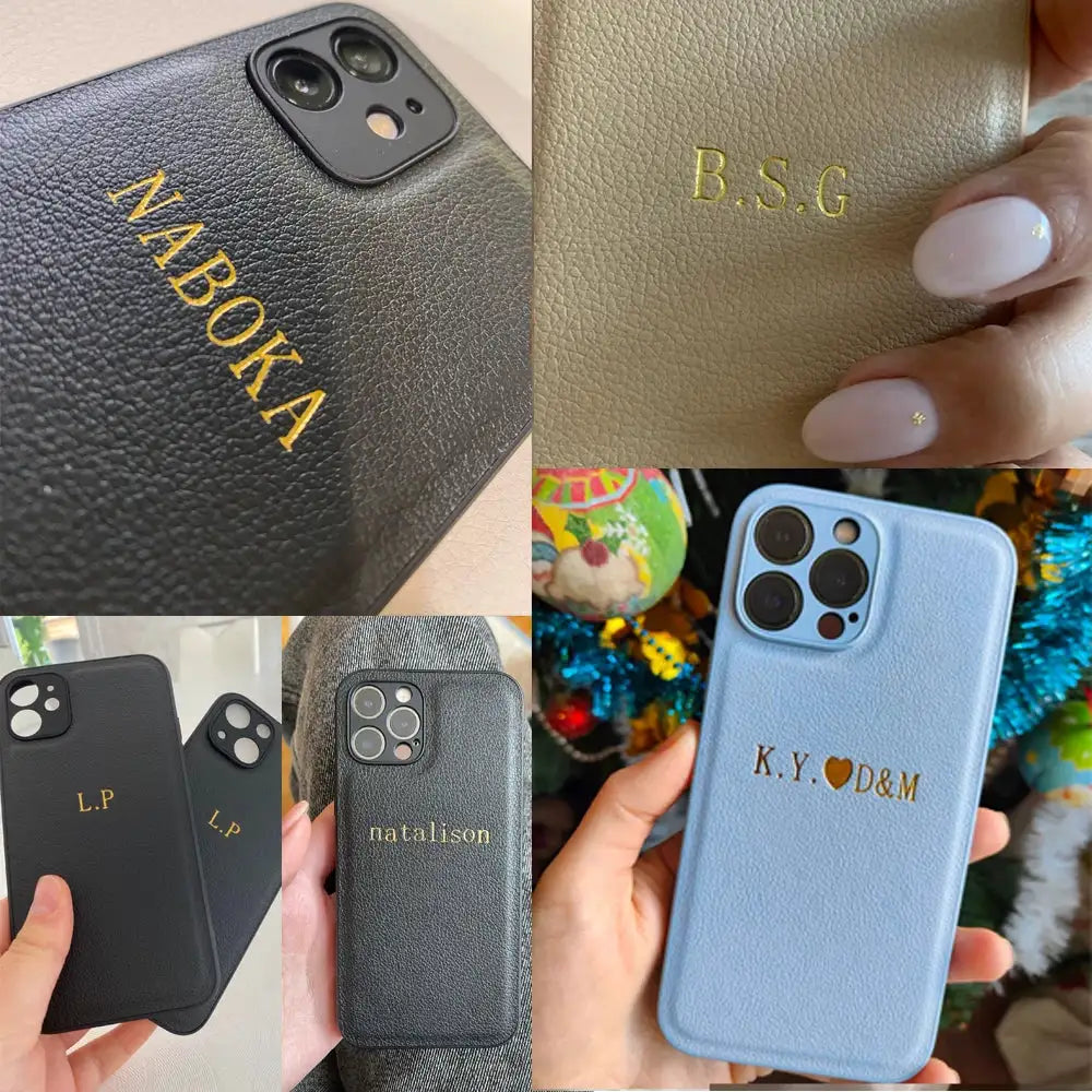 Personalised Custom Name Case For iPhone18 17 16 15 14 13 12 11 Pro Max Initials Letters Leather Cover 13 15 16 17 Air Pro Max
