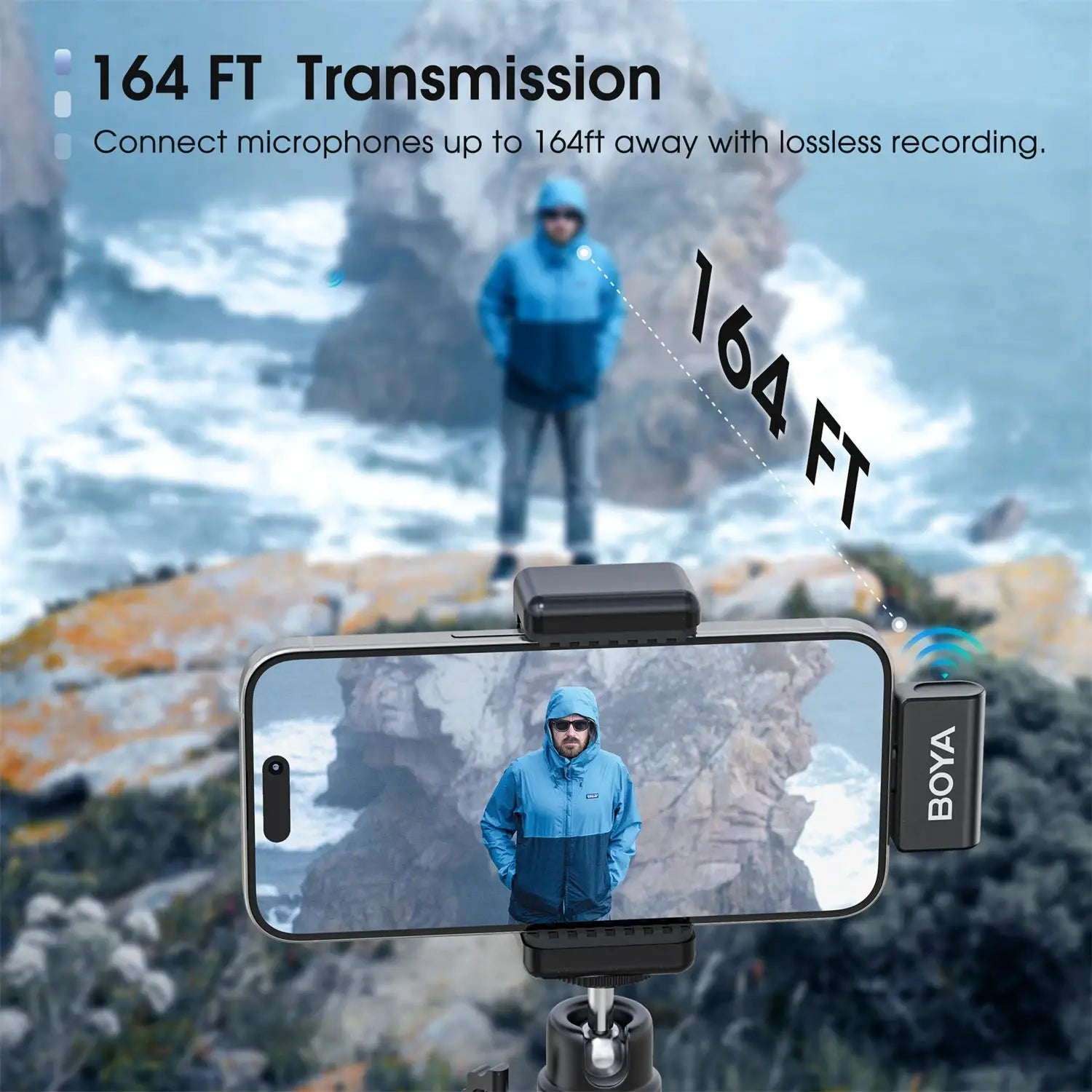 BOYA Omic 2-in-1 Wireless Lavalier Lapel Microphone for iPhone Android Smartphones Type-C Youtube Video Recording Streaming Vlog