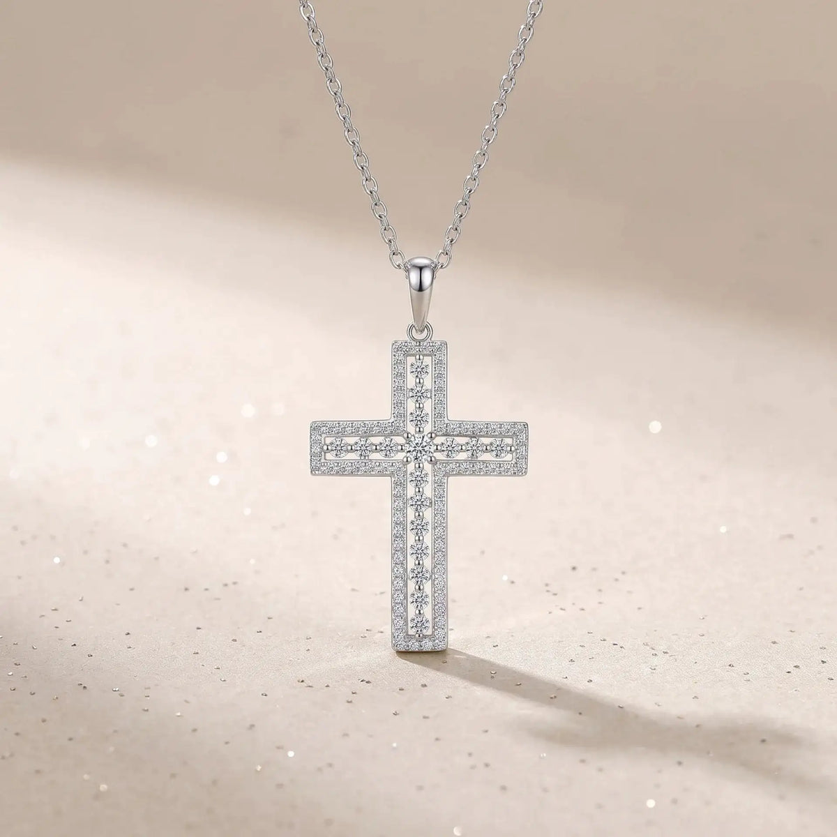 Sterling Silver Silver Moissanite Cross Pendant — product image 3