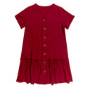 Button Front Ruffle Tunic Dress