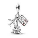 Silver Rainbow Flower Dragonfly Charm