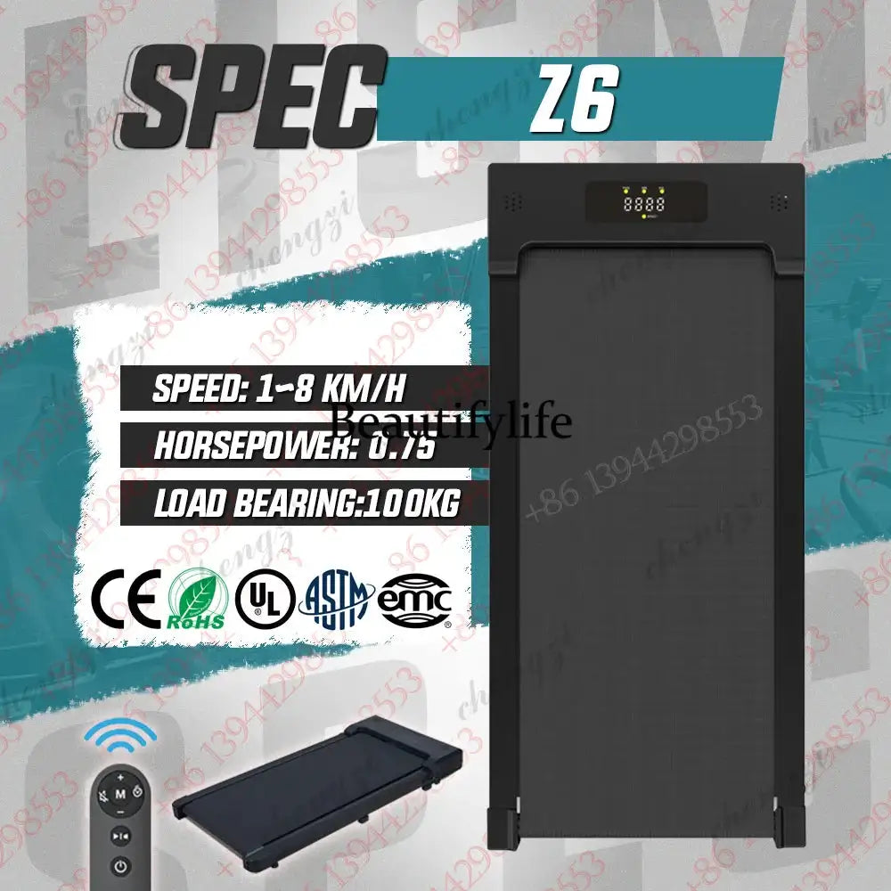 Household Flat Treadmill Indoor Mini Folding Silent Electric Shock-absorbed Flat Treadmill Simple Walking