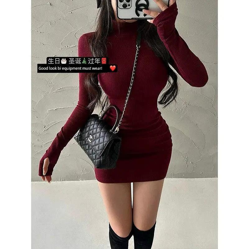 Cotton High Neck Dress Sophisticated Autumn Style Statement