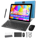 Android 15 Tablet, 10.0-inch Screen, Quad-Core Processor, 12GB RAM (3GB+9GB), 64GB Storage, 2MP+8MP Dual Cameras, 6000mAh