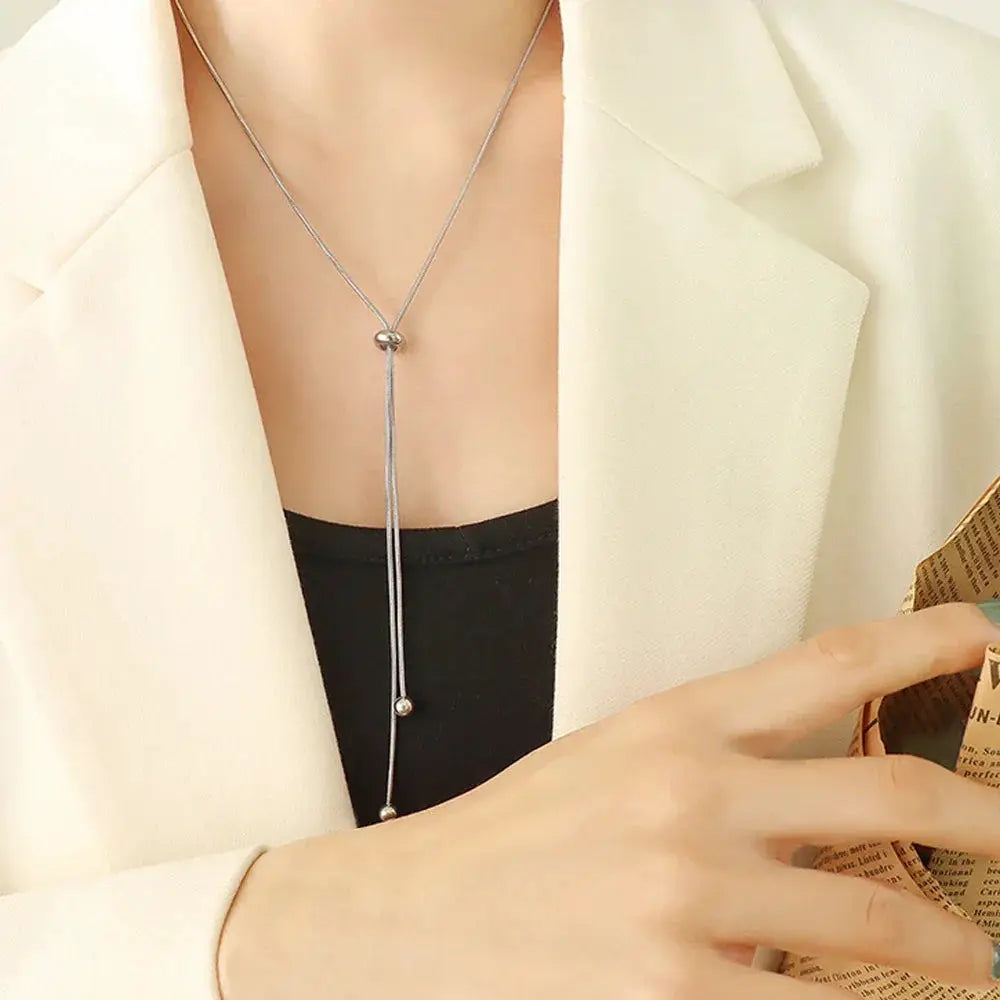 eManco Personalized Snake Chain Adjustable Y Necklace Women