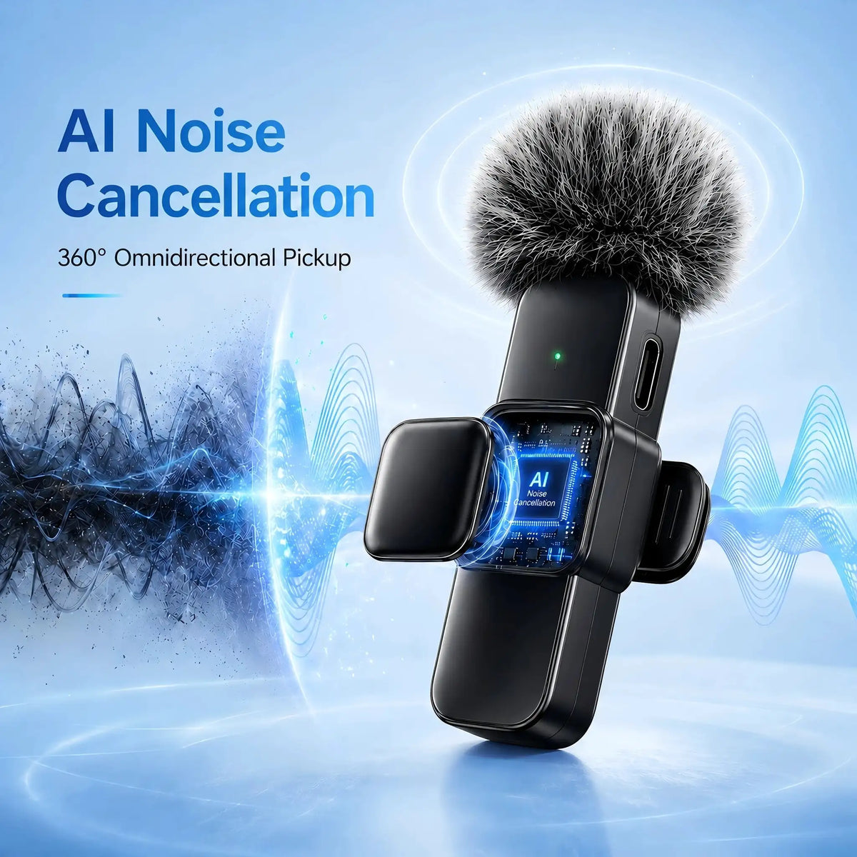 Wireless Lapel Microphone, Type-C Interface, Noise Reduction, Plug and Play, Suitable for Video Recording, Interviews, Live Stre