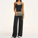 Fitness Set Women Stripes Polka Dot Capri