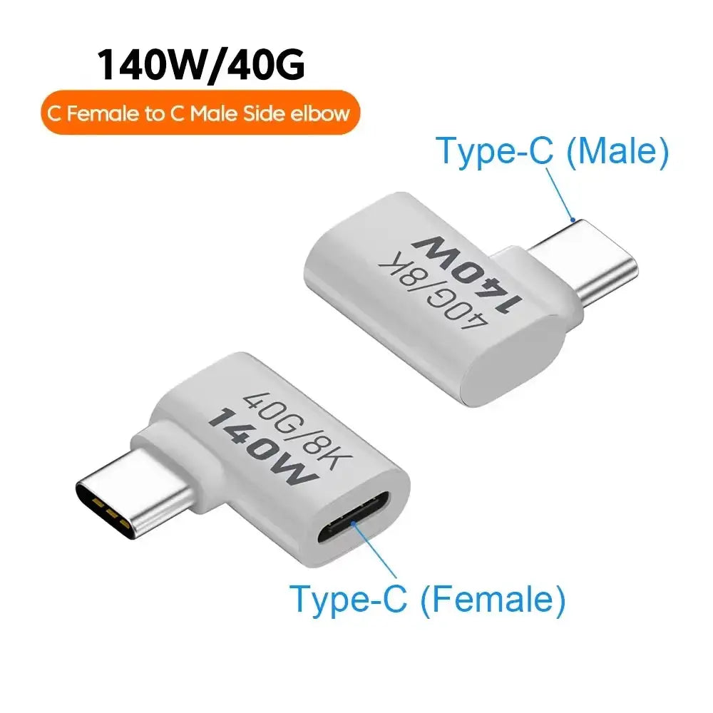 NNBILI 140W 40Gbps OTG Type C Adapter 90 Degree USB C to Type C Fast Charging USB3.1 Data Transfer Adapter For iPhone 15 Macbook