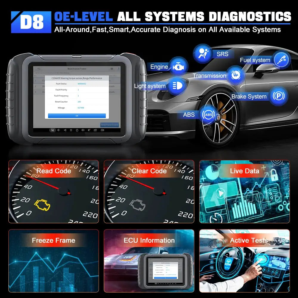 XTOOL D8 Auto OBD2 Scanner Bidirectional All System Diagnostic ECU Coding Topology Map with 36+ Resets CANFD 3 Years Free Update
