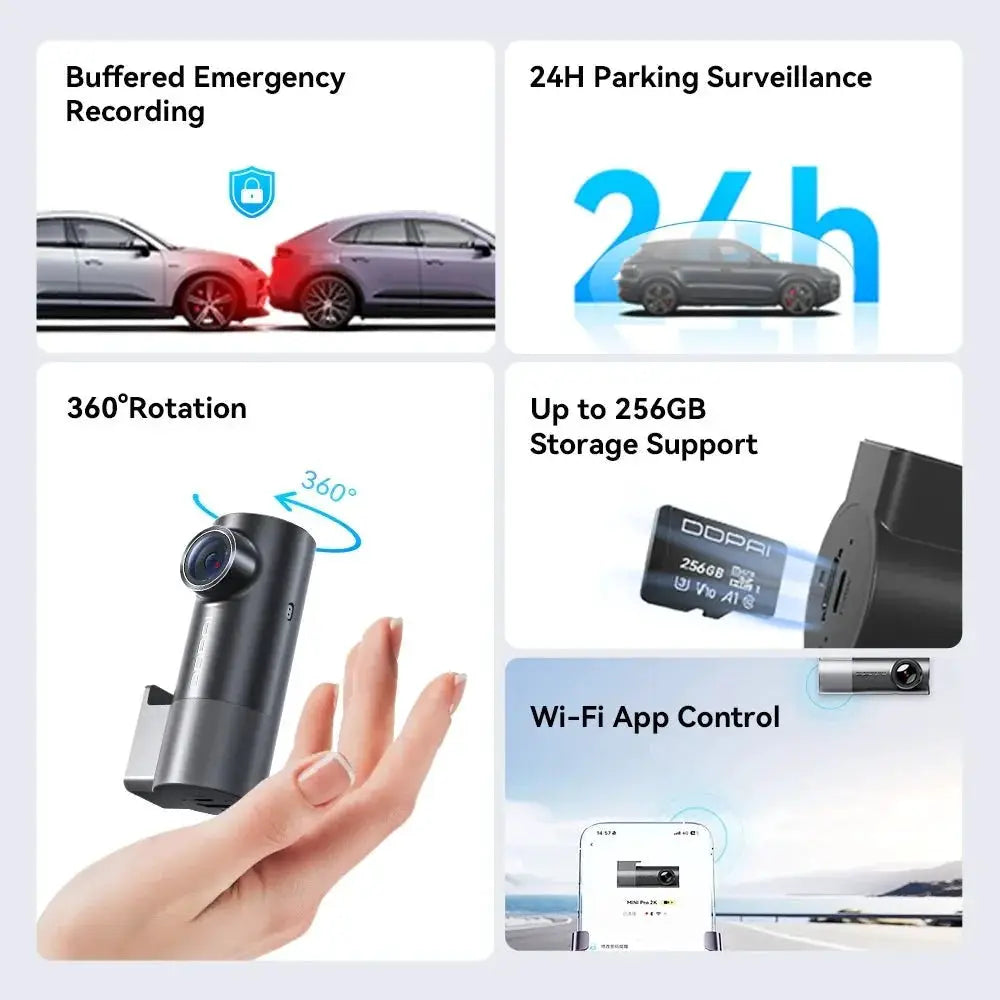 DDPAI Mini Pro 2K Dash Cam With WiFi Night Vision Voice Control Parking Monitor - stepyours.com